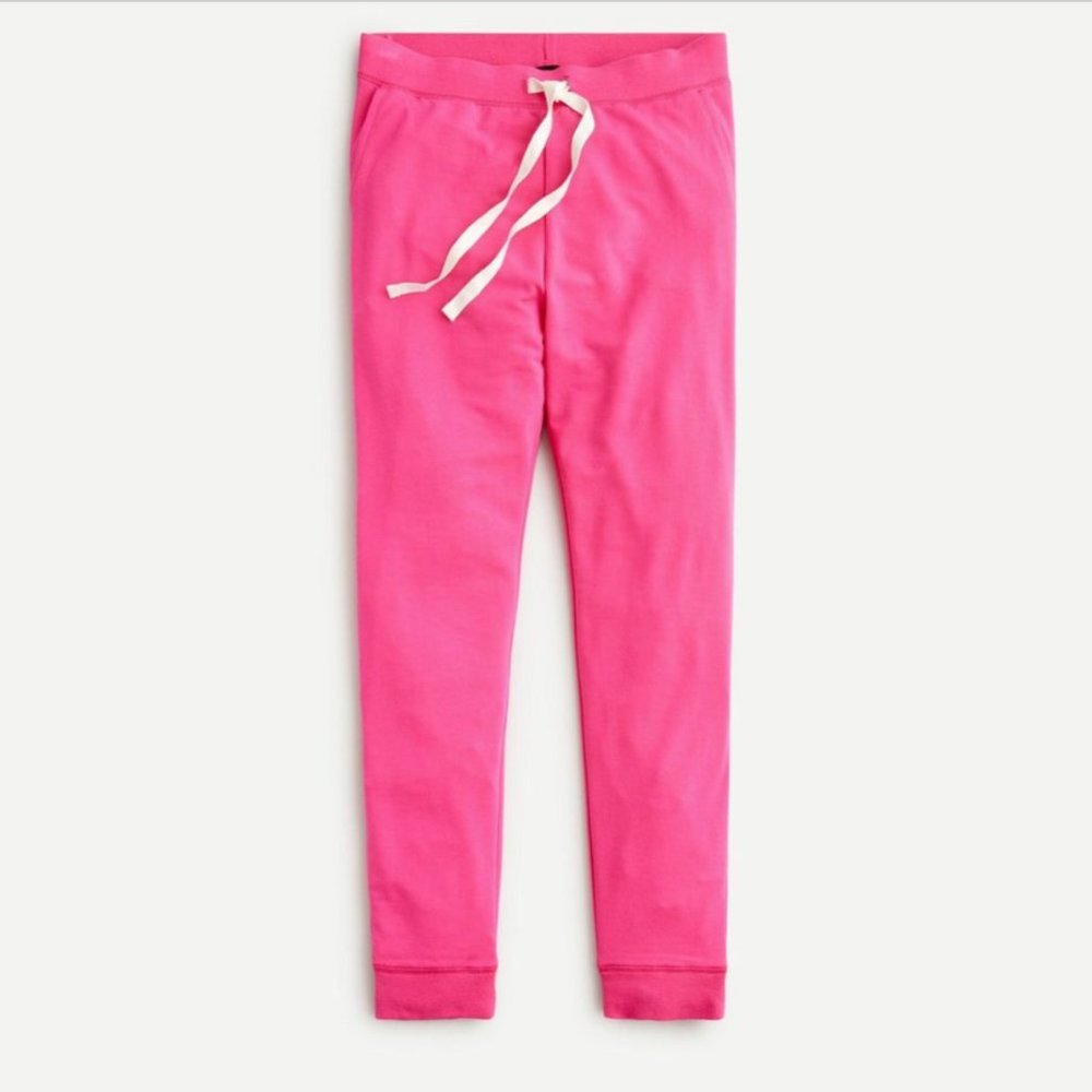 J.CREW FUCHSIA LOUNGE RELAXED CLOUD FLEECE SOFT JOGGER